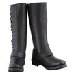 Milwaukee Leather Women's Black 14-inch Leather Harness Motorcycle Boots with Purple Accent Lacing MBL9366