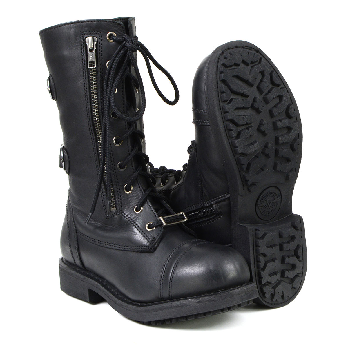 Milwaukee Leather Women's Graze Black Leather Lace-Up Motorcycle