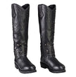 Milwaukee Leather MBL9371 Women's Black 18-Inch Leather Studded and Riveted Western Style Motorcycle Boots
