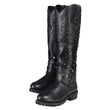 Milwaukee Leather MBL9371 Women's Black 18-Inch Leather Studded and Riveted Western Style Motorcycle Boots