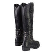 Milwaukee Leather MBL9371 Women's Black 18-Inch Leather Studded and Riveted Western Style Motorcycle Boots