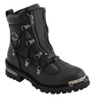 Milwaukee Leather MBL9375 Women's Premium Black Leather Diamond 6-Inch Twin Zipper Lock Motorccycle Riding Boots