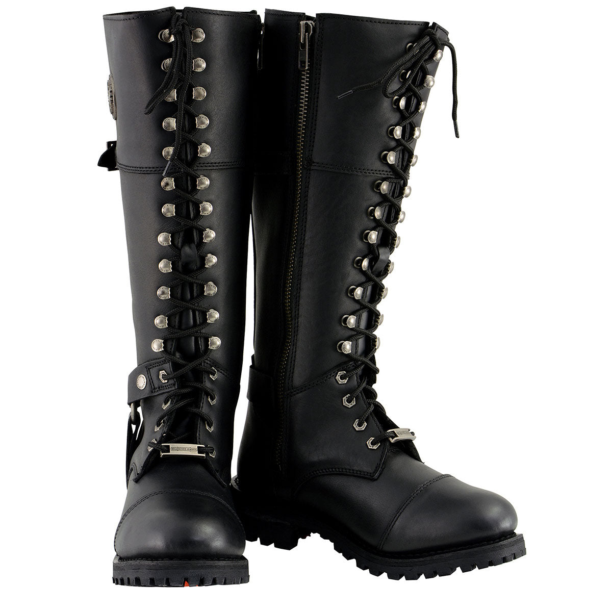 Milwaukee Leather MBL9390 Women's Black 16-inch Lace-Up Front Cap
