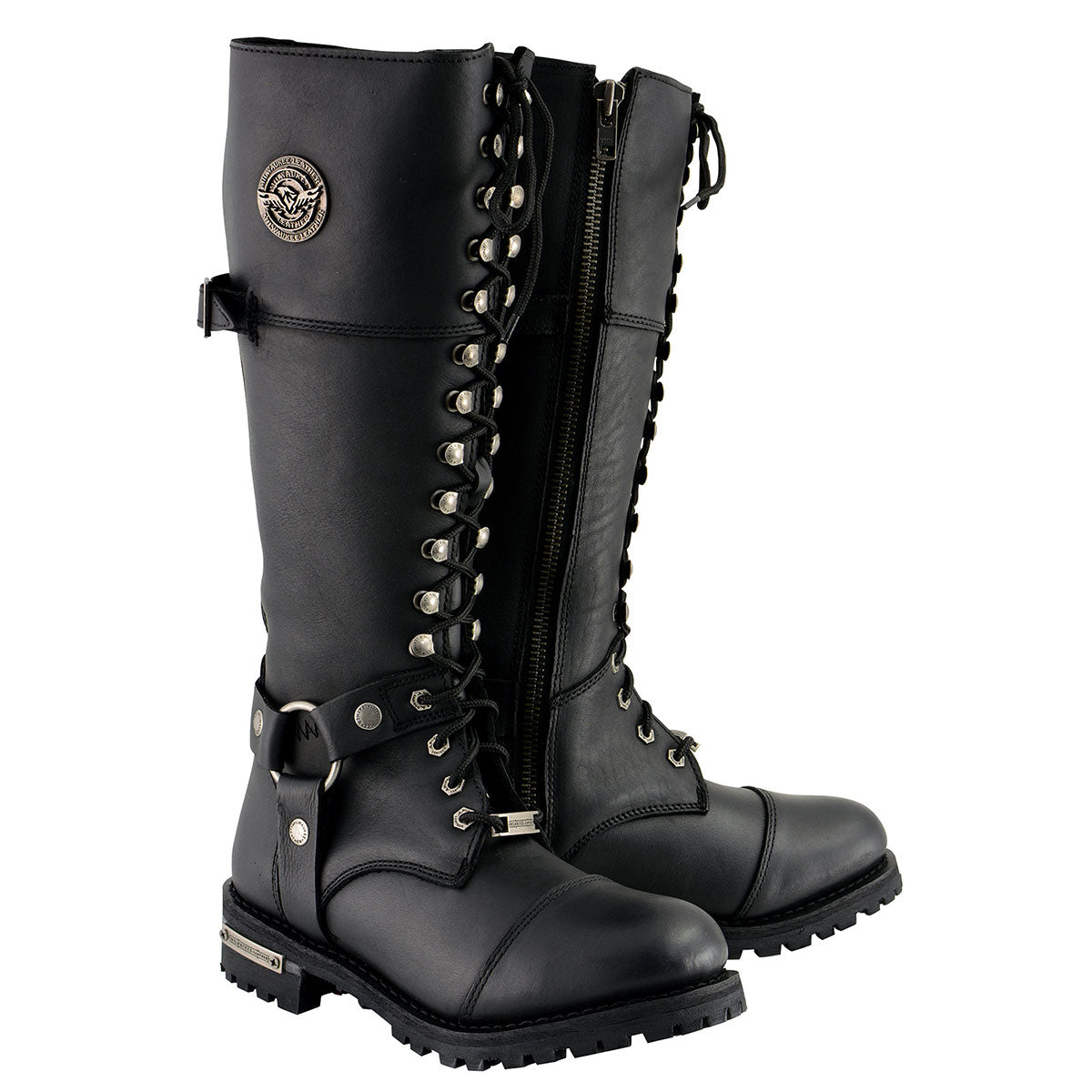 Milwaukee Leather MBL9357 Women's Black 14” Tall Motorcycle Boots