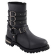 Milwaukee Leather MBL9399 Women's 9-Inch Triple Buckle Black Leather Harness Biker Boots w/ Side Zipper