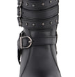 Milwaukee Leather MBL9399 Women's 9-Inch Triple Buckle Black Leather Harness Biker Boots w/ Side Zipper