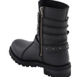 Milwaukee Leather MBL9399 Women's 9-Inch Triple Buckle Black Leather Harness Biker Boots w/ Side Zipper