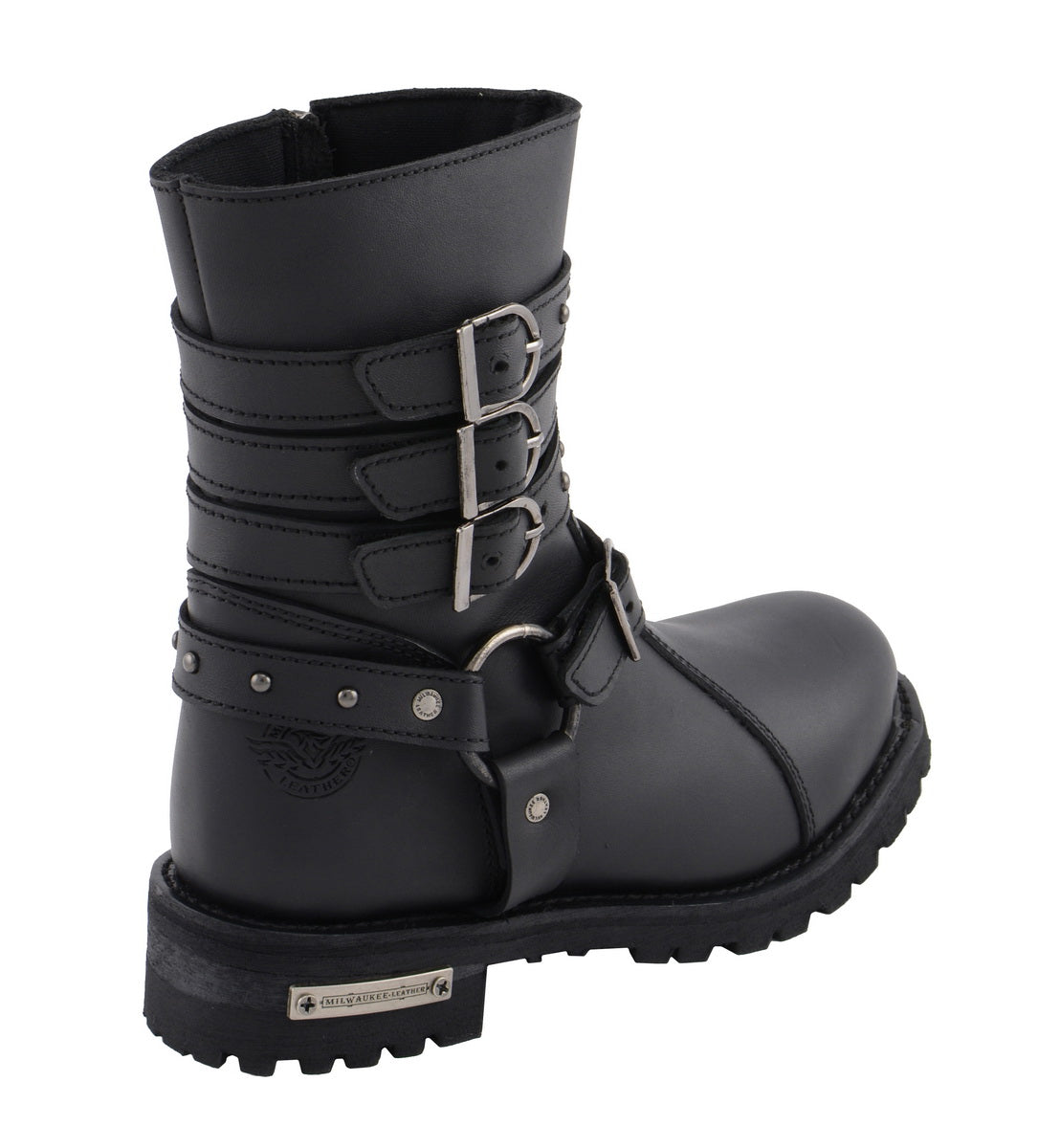 Milwaukee Leather MBL9399 Women's 9-Inch Triple Buckle Black