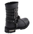 Milwaukee Leather MBL9399 Women's 9-Inch Triple Buckle Black Leather Harness Biker Boots w/ Side Zipper