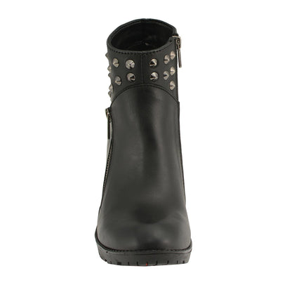 Milwaukee Leather MBL9402 Women's Black Spiked Side Zipper Fashion Boots with Platform Heel