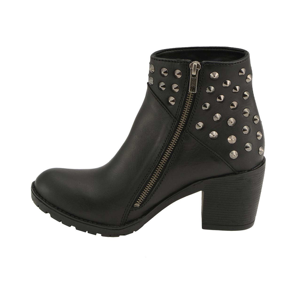 Milwaukee Leather MBL9402 Women's Black Spiked Side Zipper Fashion Boots with Platform Heel