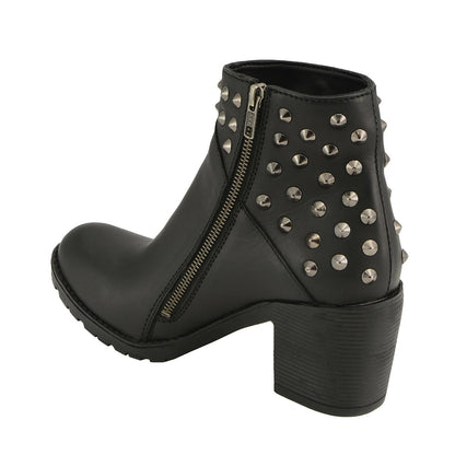 Milwaukee Leather MBL9402 Women's Black Spiked Side Zipper Fashion Boots with Platform Heel