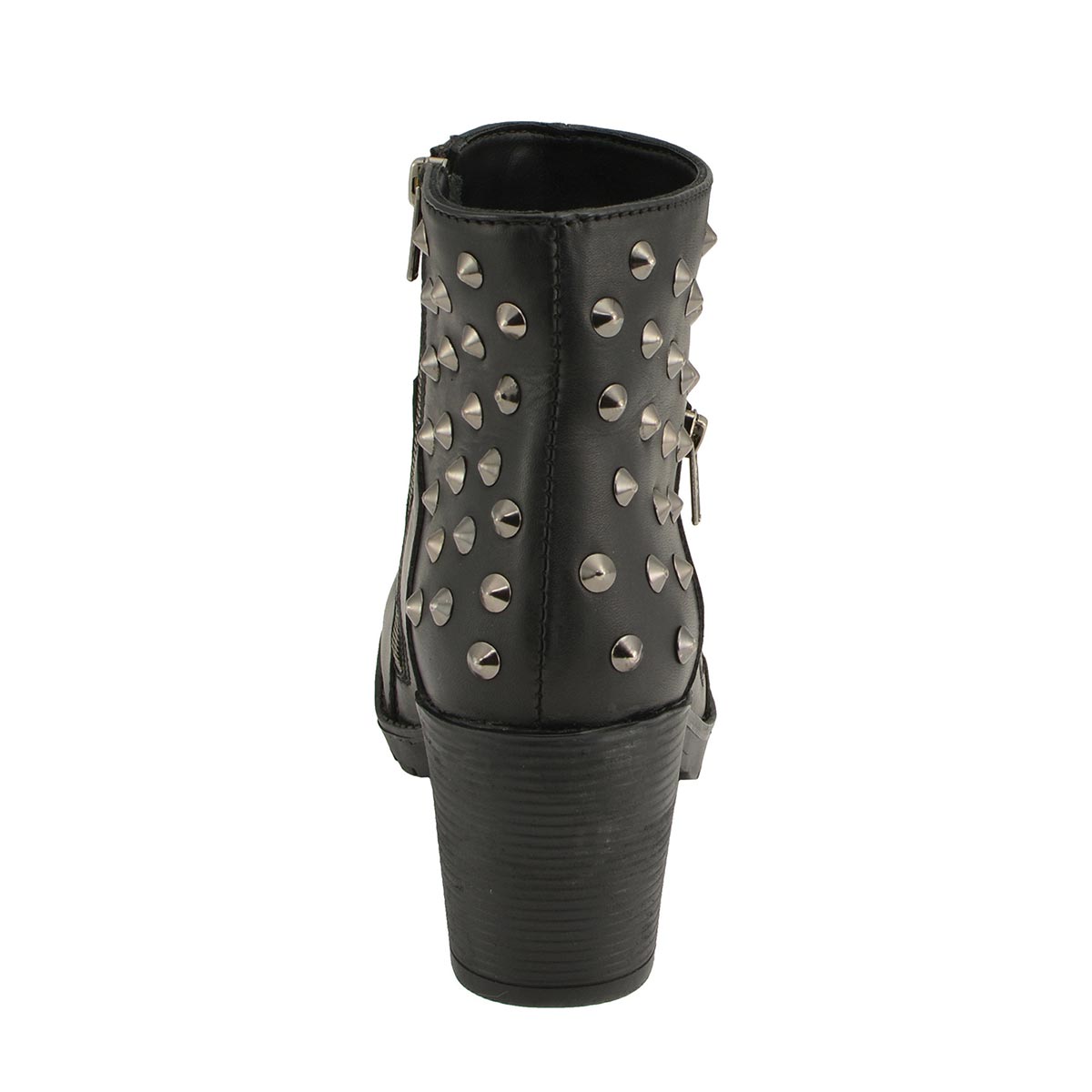 Milwaukee Leather MBL9402 Women's Black Spiked Side Zipper Fashion Boots with Platform Heel