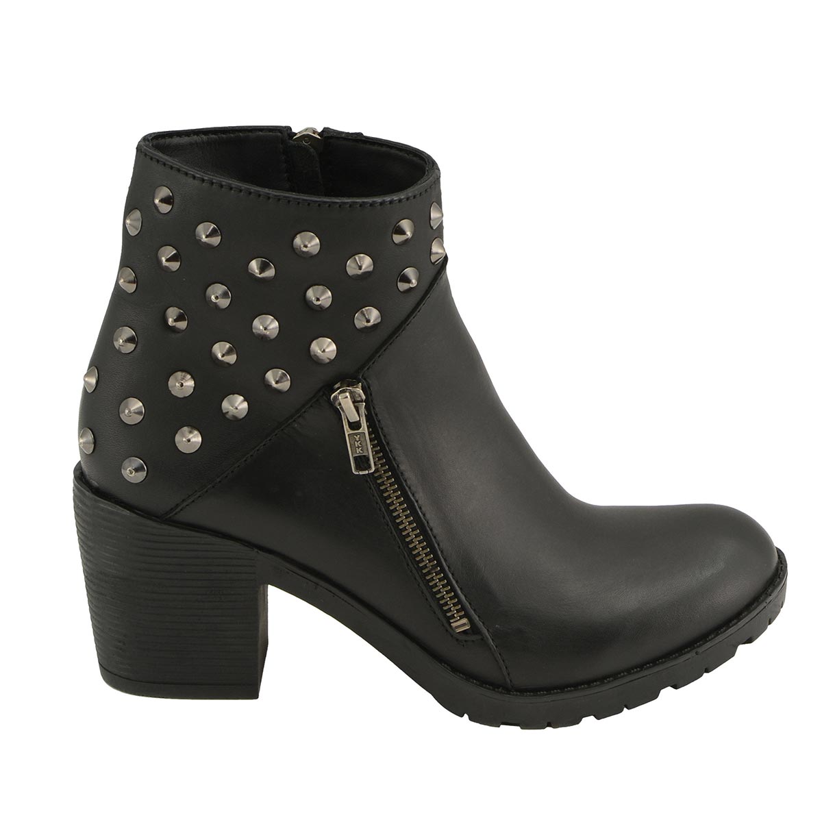 Milwaukee Leather MBL9402 Women's Black Spiked Side Zipper Fashion Boots with Platform Heel