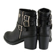 Milwaukee Leather Women's Short Black Fashion Boots w/ Side Zipper and Triple Buckle Adjustment MBL9405