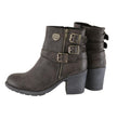 Milwaukee Leather MBL9406 Women's Stone Grey 3-Buckle Leather Boots with Platform Heel
