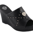 Milwaukee Leather MBL9407 Women's Black Open Toe Fashion Casual Wedge Sandals with Studs