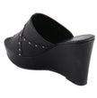 Milwaukee Leather MBL9407 Women's Black Open Toe Fashion Casual Wedge Sandals with Studs