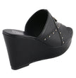 Milwaukee Leather MBL9407 Women's Black Open Toe Fashion Casual Wedge Sandals with Studs