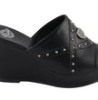 Milwaukee Leather MBL9407 Women's Black Open Toe Fashion Casual Wedge Sandals with Studs