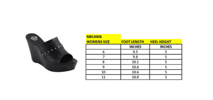 Milwaukee Leather MBL9408 Women's Black Open Toe Fashion Casual Platform Wedges with Rivet Details