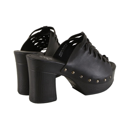 Milwaukee Leather MBL9410 Women's Black Open Toe Fashion Casual Platform Wedges with Studs