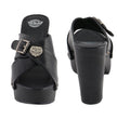 Milwaukee Leather MBL9412 Women's Open Toe Fashion Casual Clogs with Buckle Cross Strap