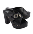 Milwaukee Leather MBL9412 Women's Open Toe Fashion Casual Clogs with Buckle Cross Strap