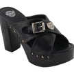 Milwaukee Leather MBL9412 Women's Open Toe Fashion Casual Clogs with Buckle Cross Strap