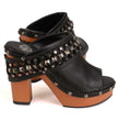 Milwaukee Leather MBL9415 Women's Black Peep-Toe Platform Fashion Casual Clog with Wrap Around Studding