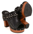Milwaukee Leather MBL9415 Women's Black Peep-Toe Platform Fashion Casual Clog with Wrap Around Studding