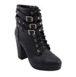 Milwaukee Leather MBL9417 Women's Black Lace-Up Fashion Boots with Triple Strap Studded Accents