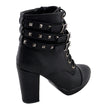 Milwaukee Leather MBL9417 Women's Black Lace-Up Fashion Boots with Triple Strap Studded Accents