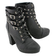 Milwaukee Leather MBL9417 Women's Black Lace-Up Fashion Boots with Triple Strap Studded Accents