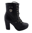 Milwaukee Leather MBL9418 Women's Black Lace-Up Fashion Boots with Studded Accents and Platform Heel