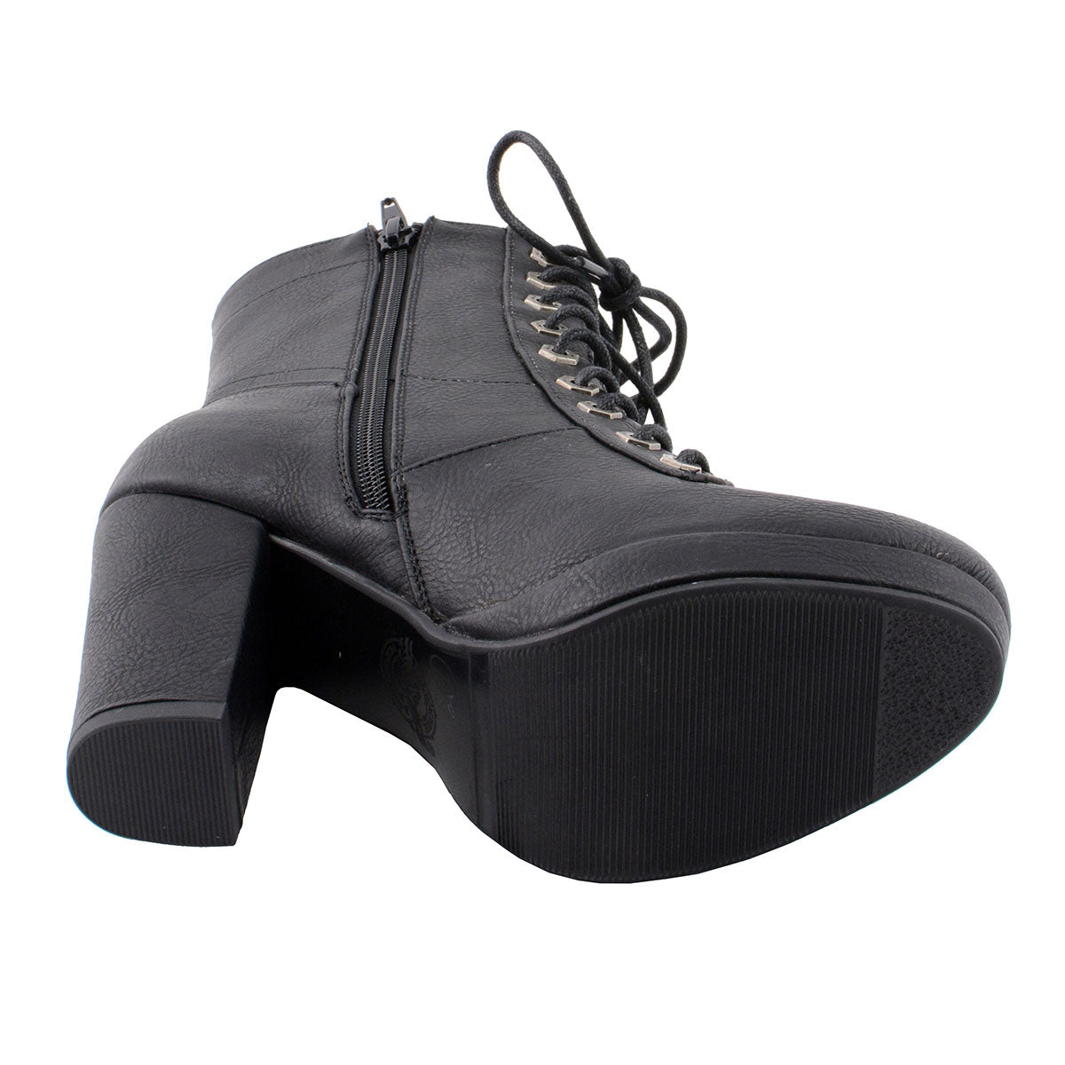 Milwaukee Leather MBL9418 Women's Black Lace-Up Fashion Boots with Studded Accents and Platform Heel - Black / 6 Milwaukee Leather MBL9418 Women's Black Lace-Up Fashion Boots with Studded Accents and Platform Heel - Black / 6