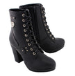 Milwaukee Leather MBL9418 Women's Black Lace-Up Fashion Boots with Studded Accents and Platform Heel