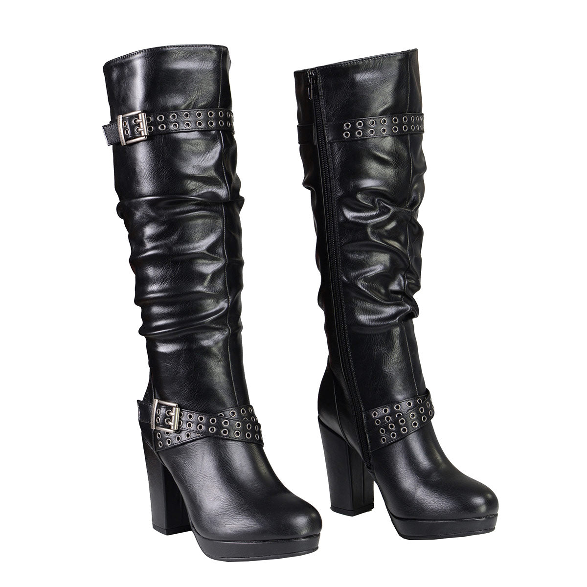 Milwaukee Leather MBL9419 Women's Tall Premium Black Platform