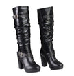 Milwaukee Leather MBL9419 Women's Tall Premium Black Platform Fashion Casual Boots with Slouch Shaft