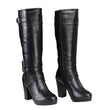 Milwaukee Leather MBL9422 Women's Tall Black Studded Strap Fashion Casual Boots with Platform Heel