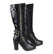 Milwaukee Leather MBL9422 Women's Tall Black Studded Strap Fashion Casual Boots with Platform Heel