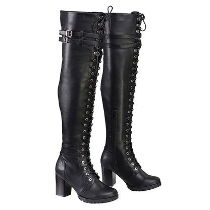 Milwaukee Leather Women's Black Above the Knee Lace-Up Fashion Casual Boots MBL9424