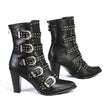 Milwaukee Leather MBL9428 Women's Black Buckle Up Fashion Boots with Studded Bling