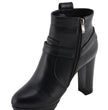Milwaukee Leather MBL9432 Women's Black Harness Ankle Fashion Boots with Block Heel