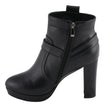 Milwaukee Leather MBL9432 Women's Black Harness Ankle Fashion Boots with Block Heel