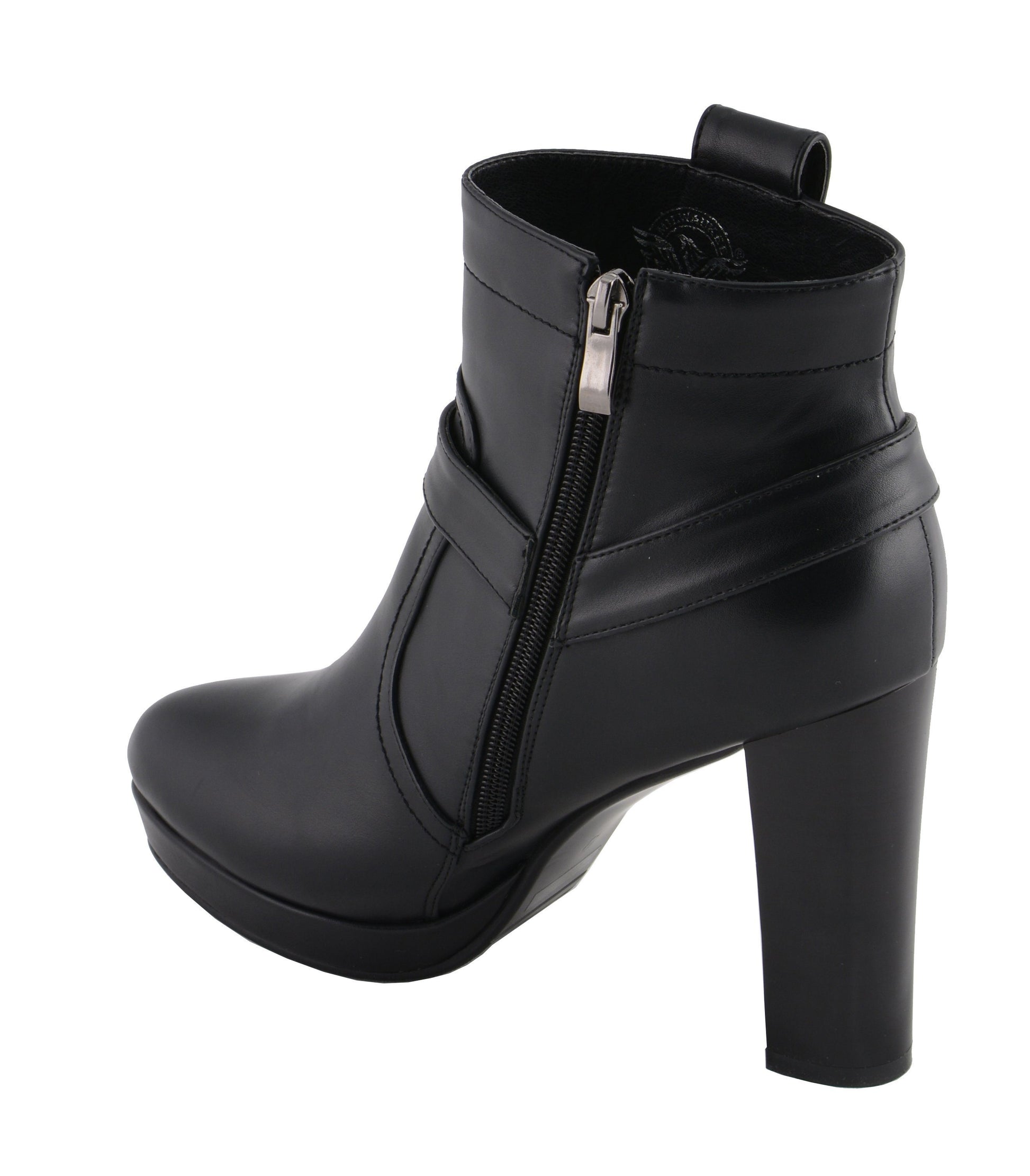 Milwaukee Leather MBL9432 Women's Black Harness Ankle Fashion Boots with Block Heel