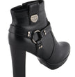 Milwaukee Leather MBL9432 Women's Black Harness Ankle Fashion Boots with Block Heel