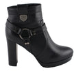 Milwaukee Leather MBL9432 Women's Black Harness Ankle Fashion Boots with Block Heel