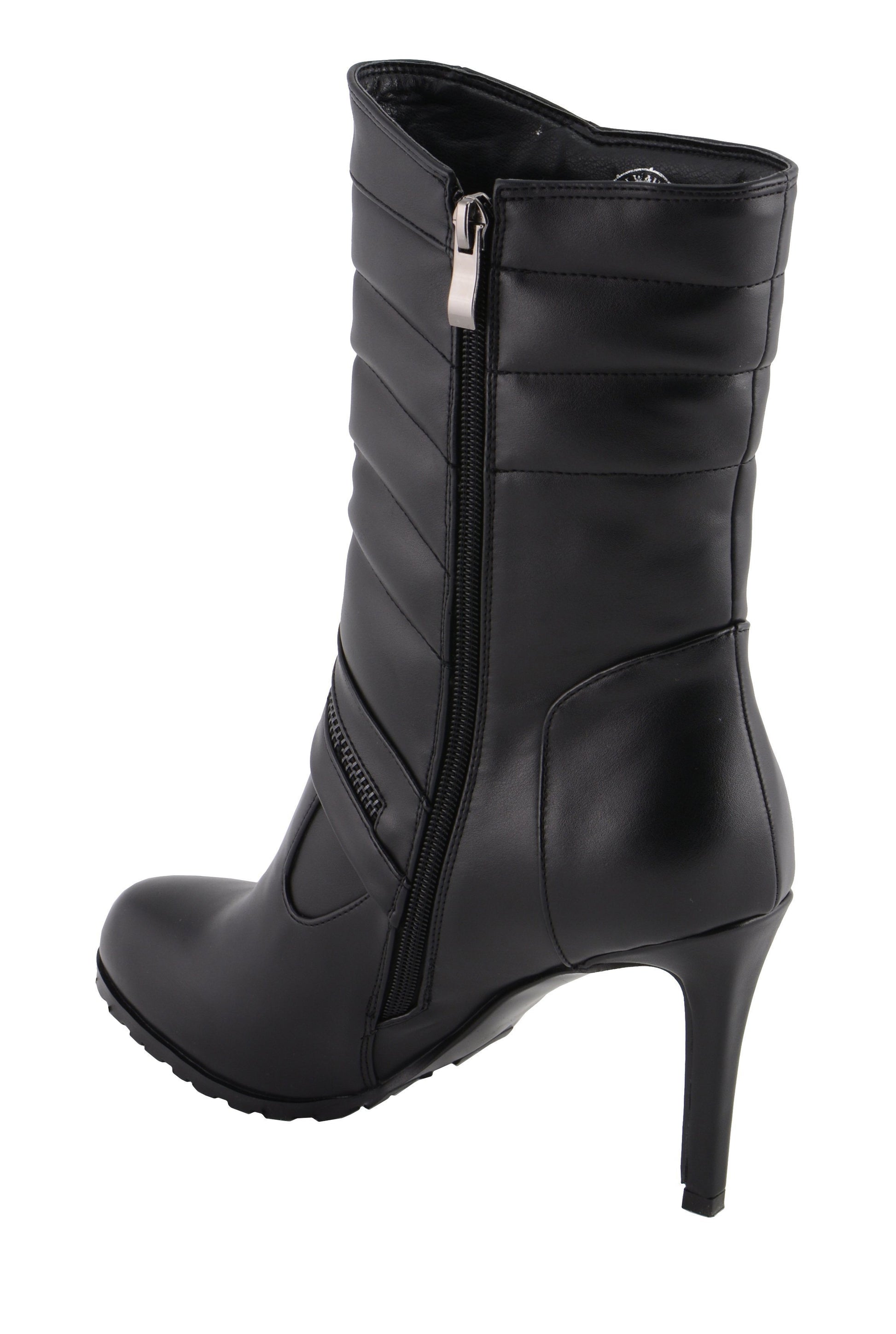 Milwaukee Leather MBL9434 Women's Black High Heel Fashion Casual Boots with Zipper Accents