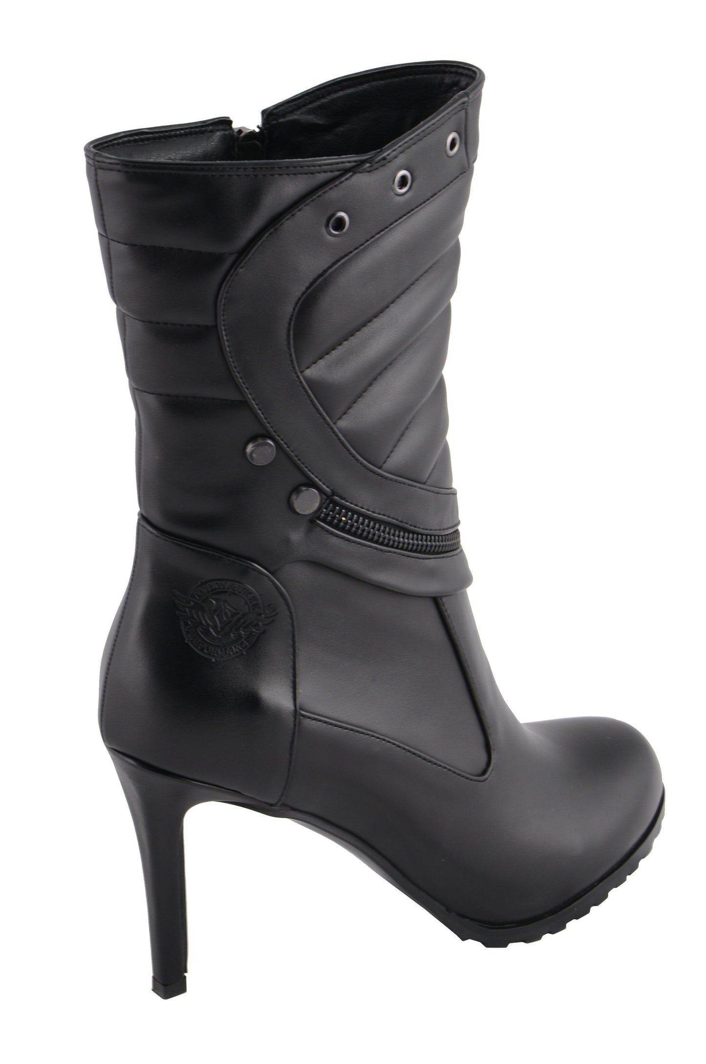 Milwaukee Leather MBL9434 Women's Black High Heel Fashion Casual Boots with Zipper Accents